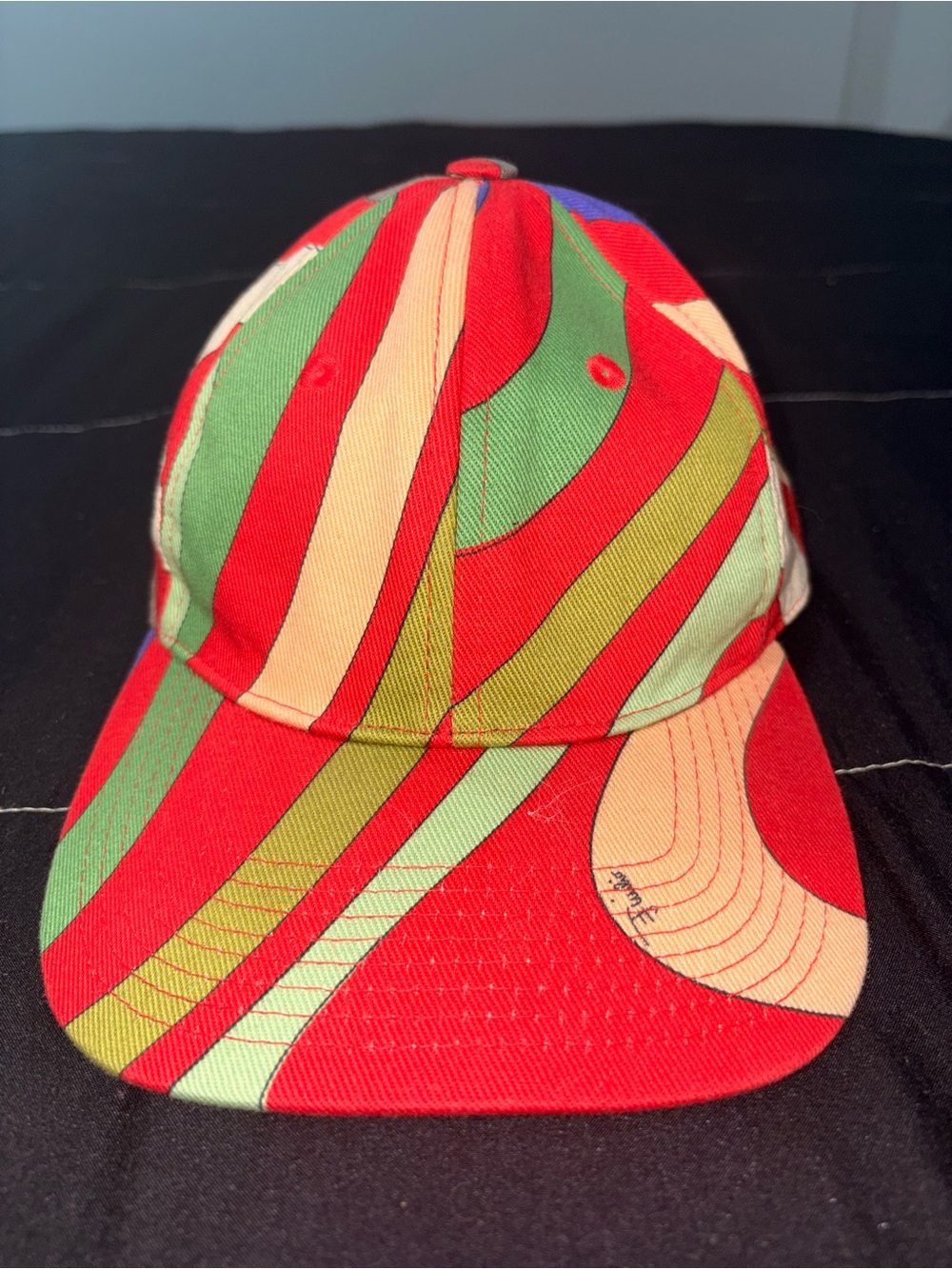 Authentic Emilio Pucci Multicolor Abstract Stripe Baseball Cap - Red, Green,